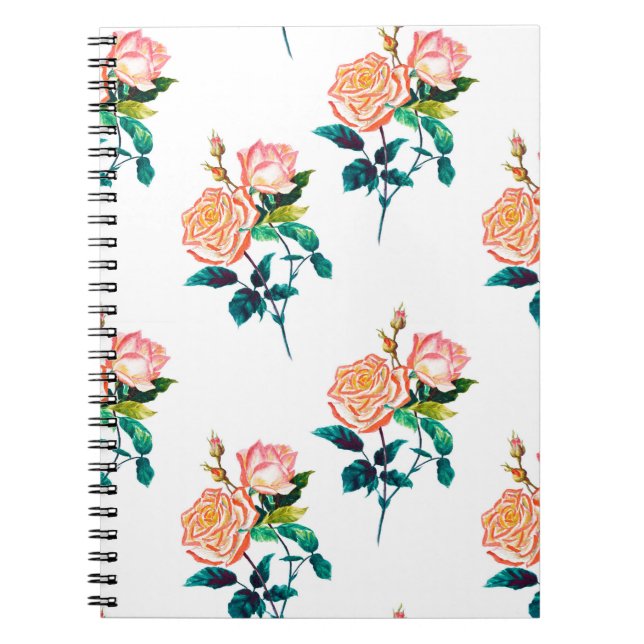 Cuaderno Flores subió con hojas acuarela sin costura (Frente)