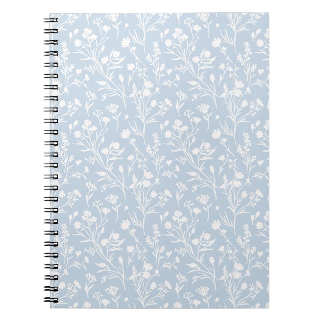 Cuaderno Flores susurrantes neutrales - azul polvoriento (Frente)