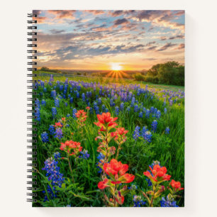 Cuaderno Flores   Texas Bluebonnets y pincel indio