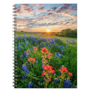 Cuaderno Flores   Texas Bluebonnets y pincel indio