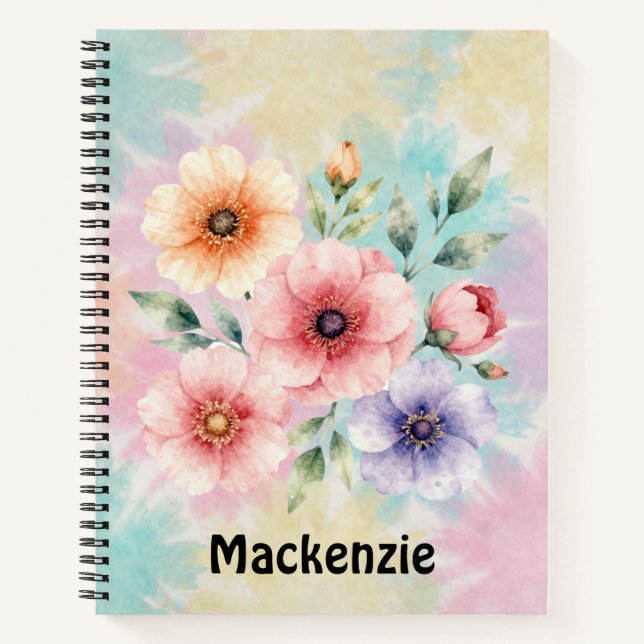 Cuaderno Flores Tie Dye Personalizadas Tiempo De Florecer (Anverso)