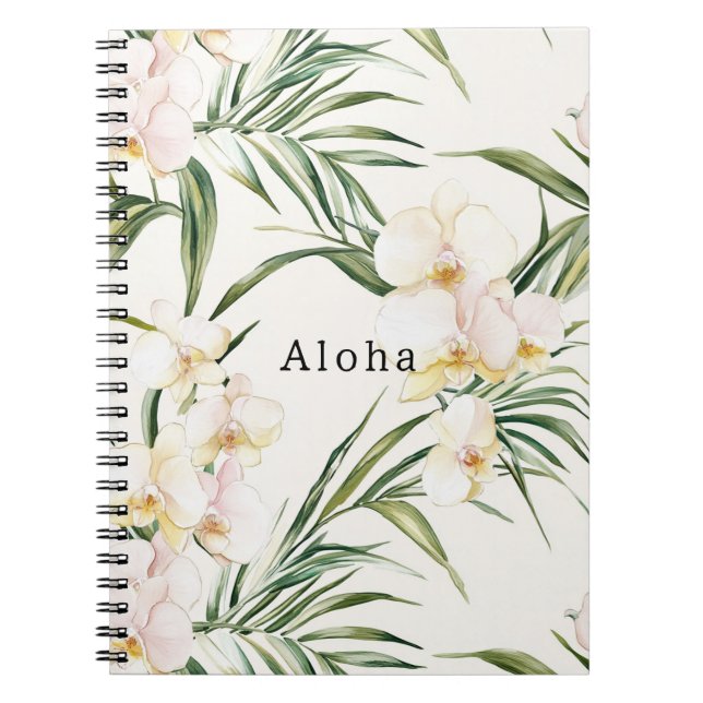 Cuaderno Flores tropicales de orquídeas blancas (Frente)