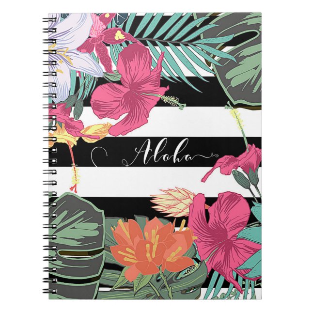 Cuaderno Flores Tropicales Florales Hojas Botánicas Chic (Frente)