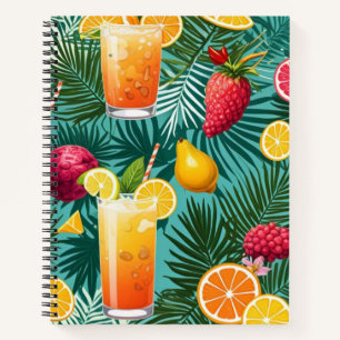 Cuaderno Flores tropicales, frutas coloridas Portátil espir