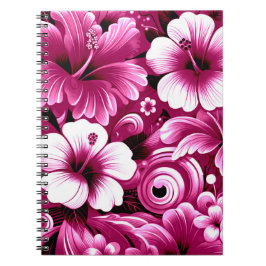 Cuaderno Flores tropicales hawaianas Hibiscus Pink White