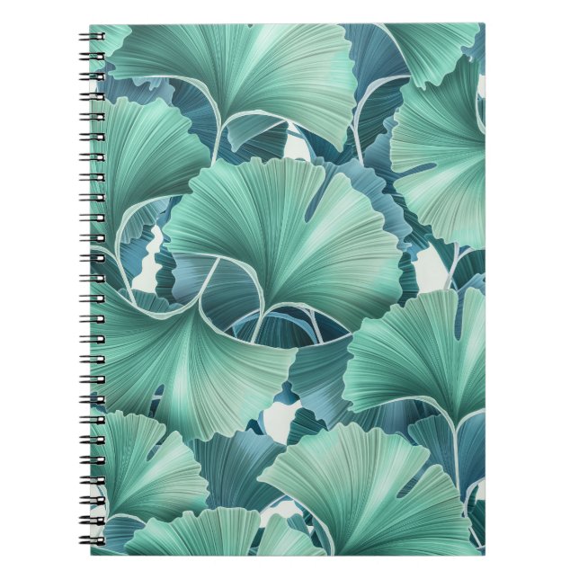 Cuaderno Flores tropicales, hojas, fondo continuo (Frente)