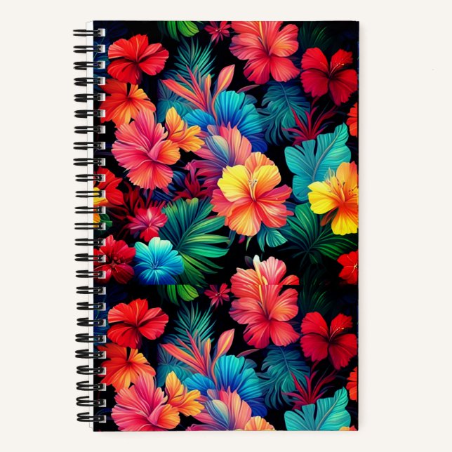 Cuaderno Flores tropicales Naranja floral hojas-66771 (Anverso)