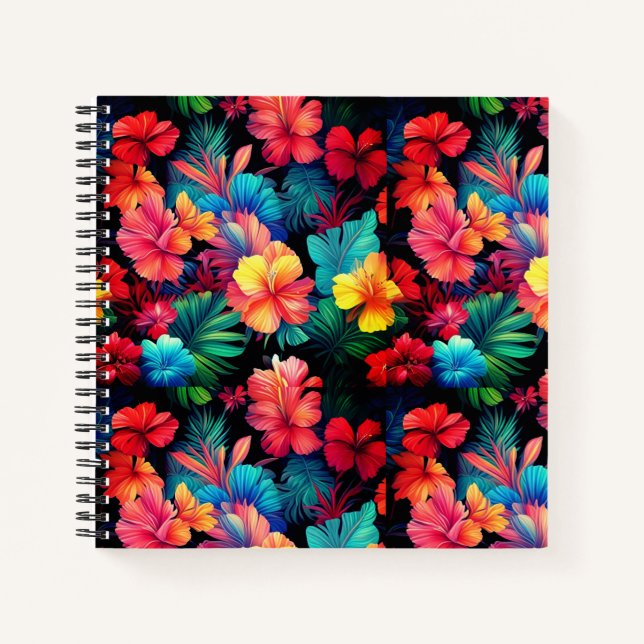 Cuaderno Flores tropicales Naranja floral hojas-66771 (Anverso)