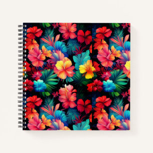 Cuaderno Flores Tropicales Naranjas Florales Con Hojas-6677