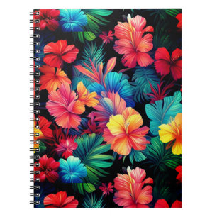 Cuaderno Flores Tropicales Naranjas Florales Con Hojas-6677