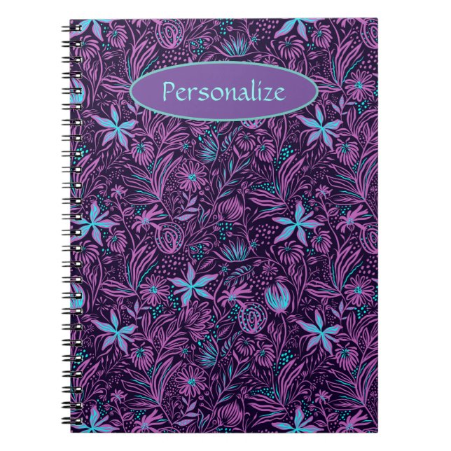 Cuaderno Flores Tropicales Purpura y Turquesa Verano Person (Frente)