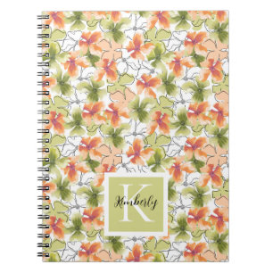 Cuaderno Flores tropicales y líneas de arte monogramadas