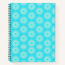 Cuaderno Flores turquesa, aqua y gris con cian 