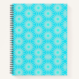 Cuaderno Flores turquesa, aqua y gris con cian 