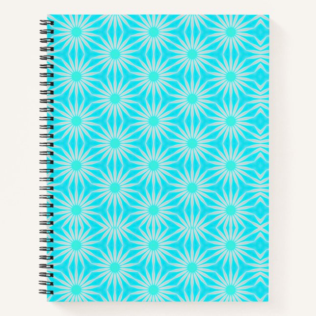 Cuaderno Flores turquesa, aqua y gris con cian  (Anverso)