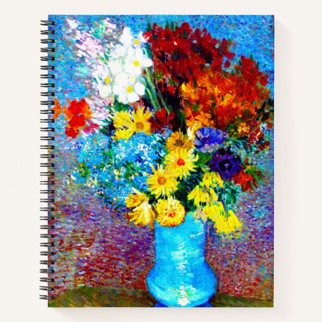 Cuaderno Flores Van Gogh en una maleta azul (Anverso)