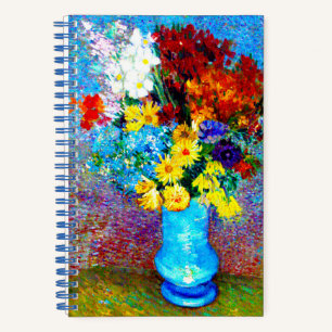 Cuaderno Flores Van Gogh en una maleta azul