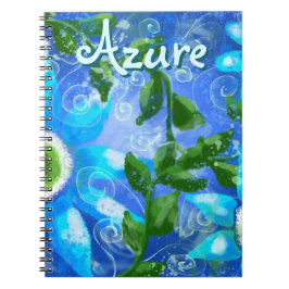 Cuaderno Flores verdes azules de abstrato floral personaliz