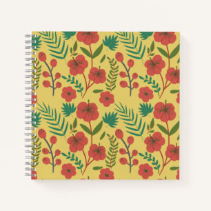Cuaderno Flores verdes de color amarillo rojo sin costuras