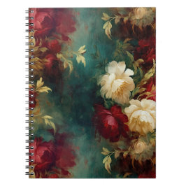 Cuaderno Flores verdes rojas rojas y blancas