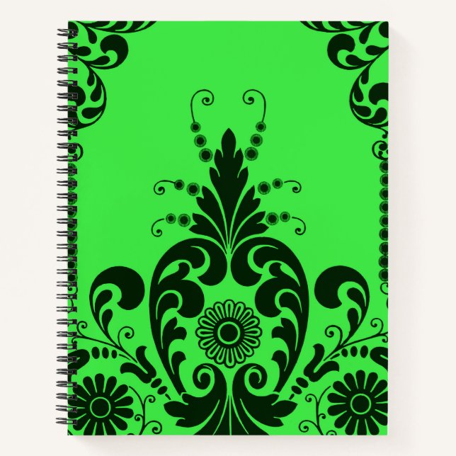 Cuaderno flores verdes y estampado de culicues (Anverso)