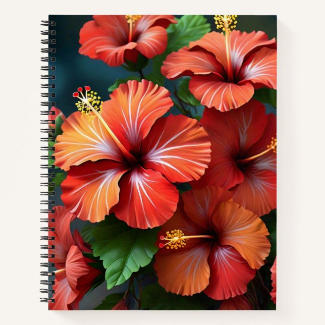Cuaderno Flores vibrantes rojas hibiscus-76894 (Anverso)