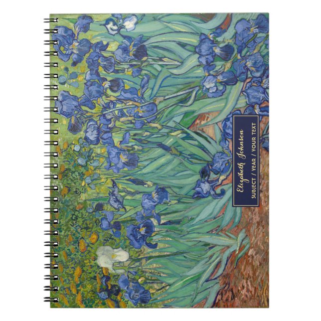 Cuaderno Flores Vincent Van Gogh Arte Antiguo Monograma Dor (Frente)