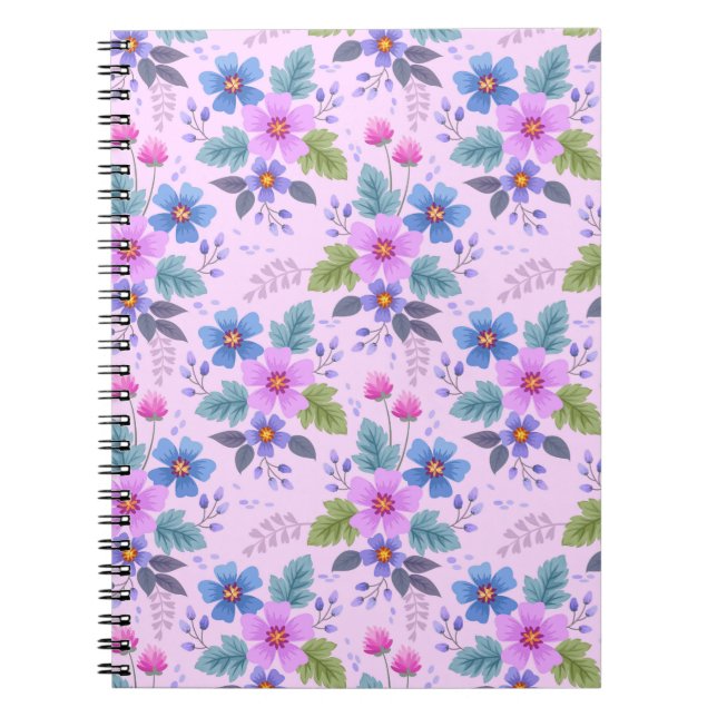 Cuaderno Flores violeta azul rosa floral Patrón 36841 (Frente)