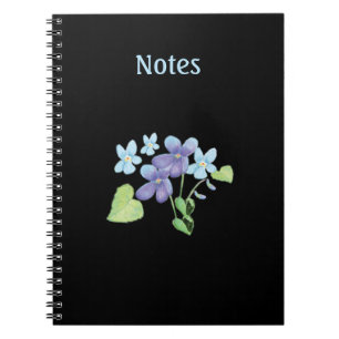 Cuaderno Flores violetas salvajes Ilustracion negro