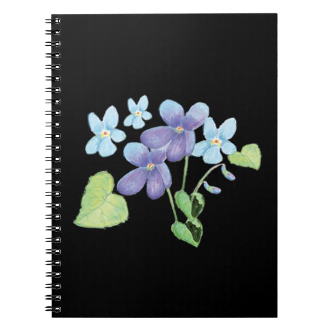 Cuaderno Flores violetas salvajes Ilustracion negro (Frente)