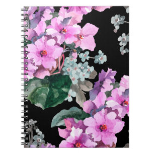 Cuaderno Flores violetas y olvidadme de que no hay acuarela
