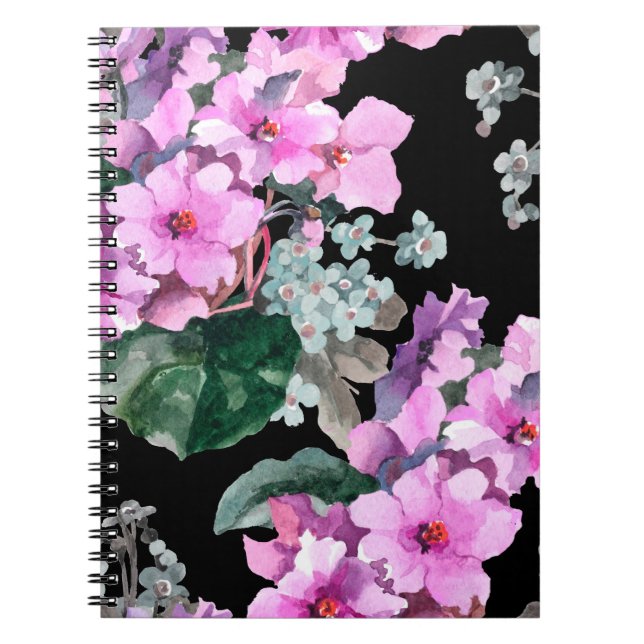 Cuaderno Flores violetas y olvidadme de que no hay acuarela (Frente)
