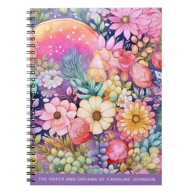 Cuaderno Flores y arbustos de agua brillantes (Frente)