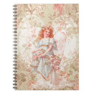 Cuaderno Flores y collage del vintage del ángel