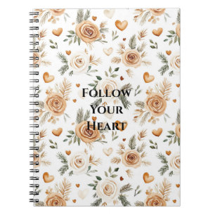 Cuaderno Flores y Corazones de Marfil Crema