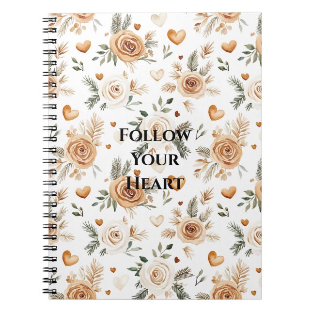 Cuaderno Flores y Corazones de Marfil Crema (Frente)