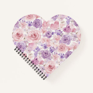 Cuaderno Flores y Corazones Rosa Lavanda