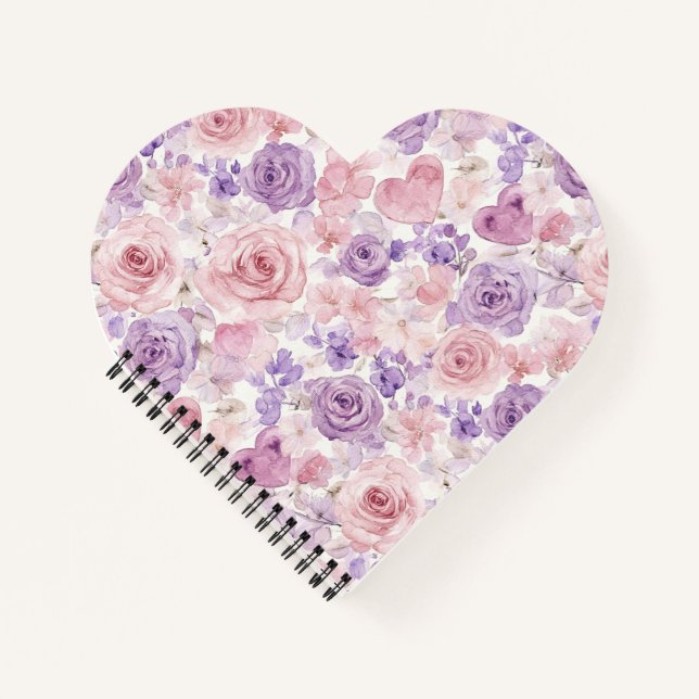 Cuaderno Flores y Corazones Rosa Lavanda (Anverso)