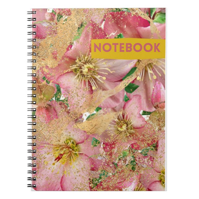 Cuaderno flores y detalles dorados (Frente)