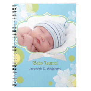 Cuaderno Flores y diario de la foto del bebé del muchacho