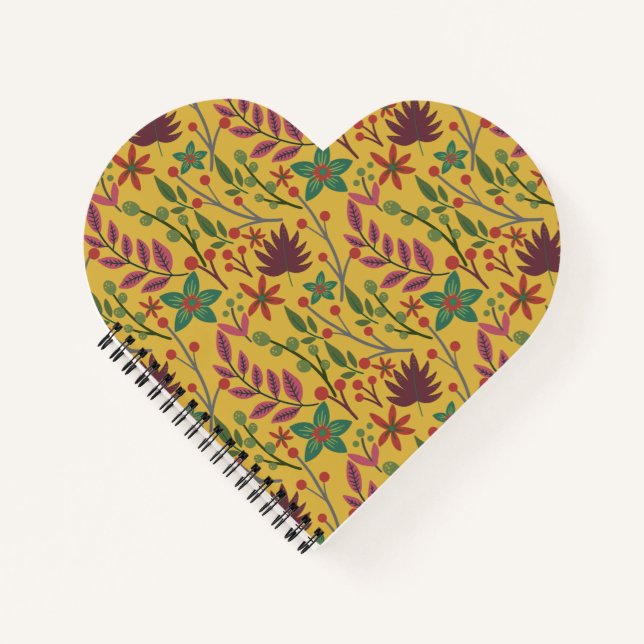 Cuaderno Flores y hojas amarillas sin costuras florales (Anverso)