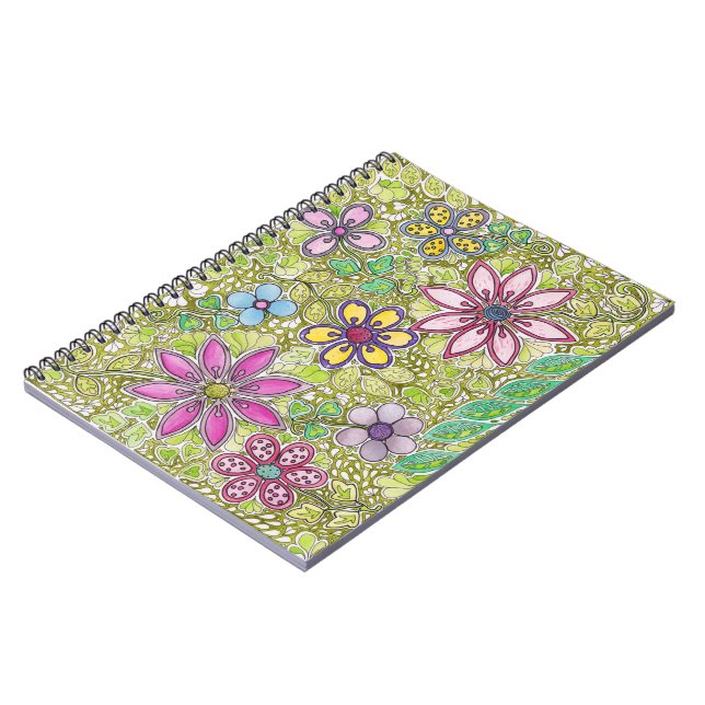 Cuaderno Flores y hojas coloridas (Lado Izquierdo)