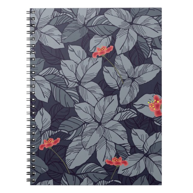 Cuaderno Flores y hojas patrón patrón, tropical, abstención (Frente)