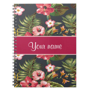 Cuaderno Flores y hojas tropicales elegantes del hibisco