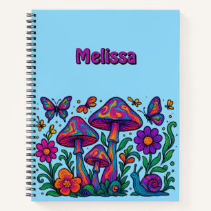 Cuaderno Flores y hongos psicodélicos retro