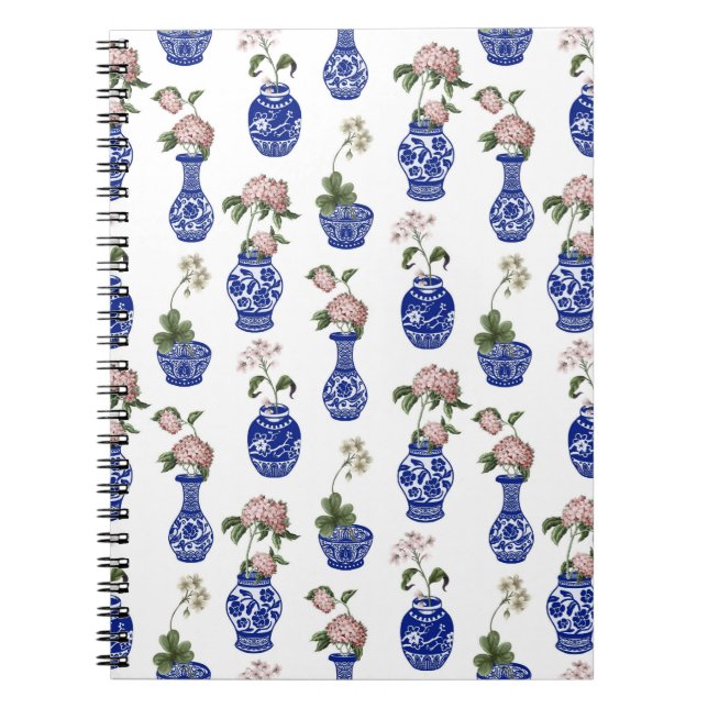 Cuaderno Flores y jarrones azules de chinoiserie (Frente)