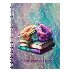 Cuaderno Flores y libros coloridos