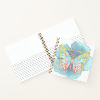 Cuaderno Flores y mariposas acuarelas personalizadas