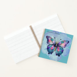 Cuaderno Flores y mariposas acuarelas personalizadas