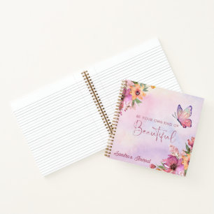 Cuaderno Flores y mariposas acuarelas personalizadas